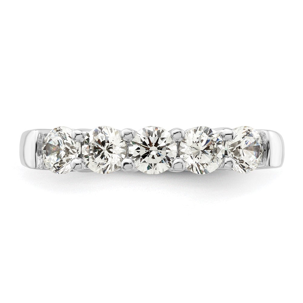 14K White Gold 5-Stone Real Diamond Band