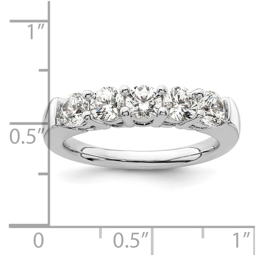 14K White Gold 5-Stone Real Diamond Band