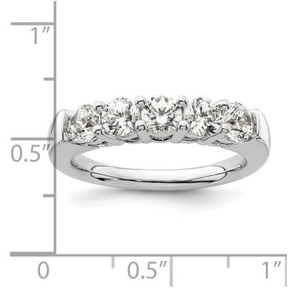 14K White Gold 5-Stone Real Diamond Band