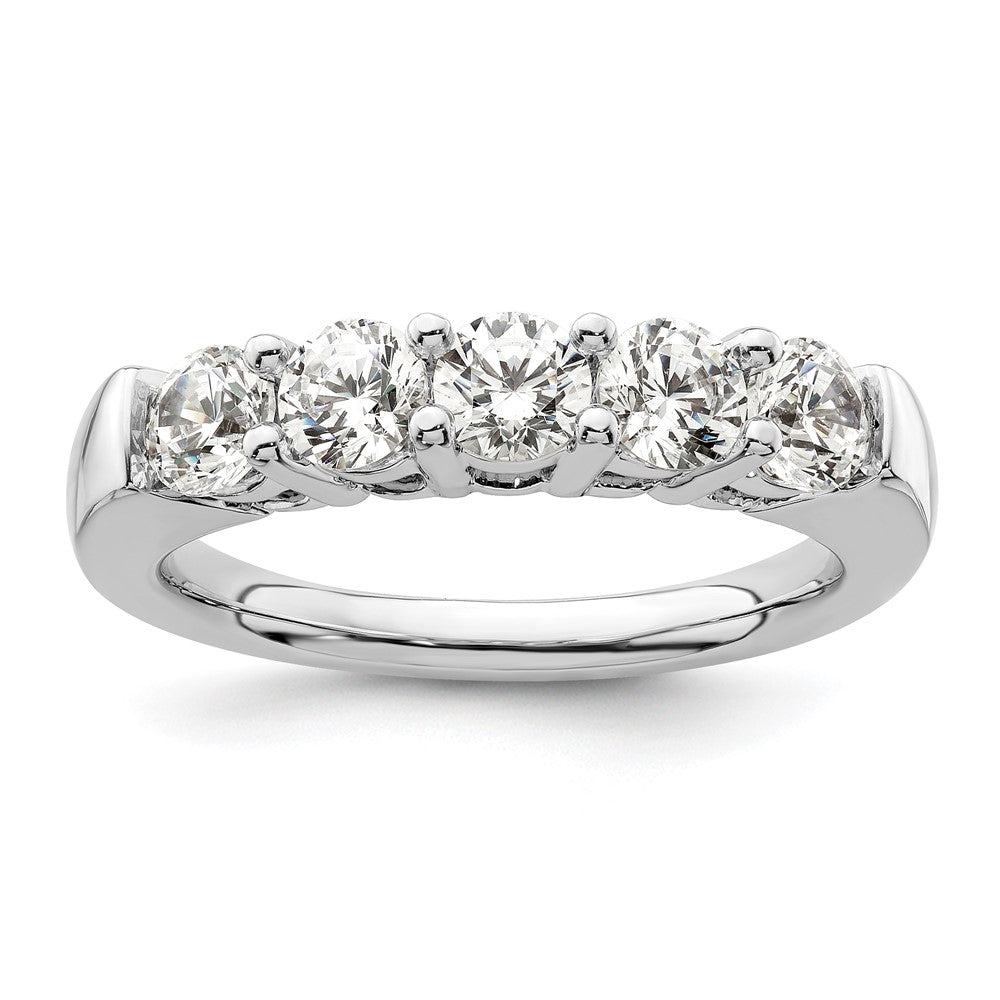 14K White Gold 5-Stone Real Diamond Band