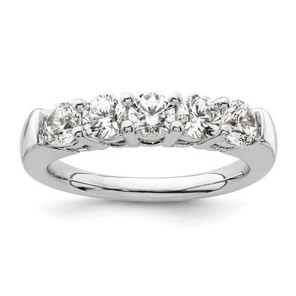 14K White Gold 5-Stone Real Diamond Band