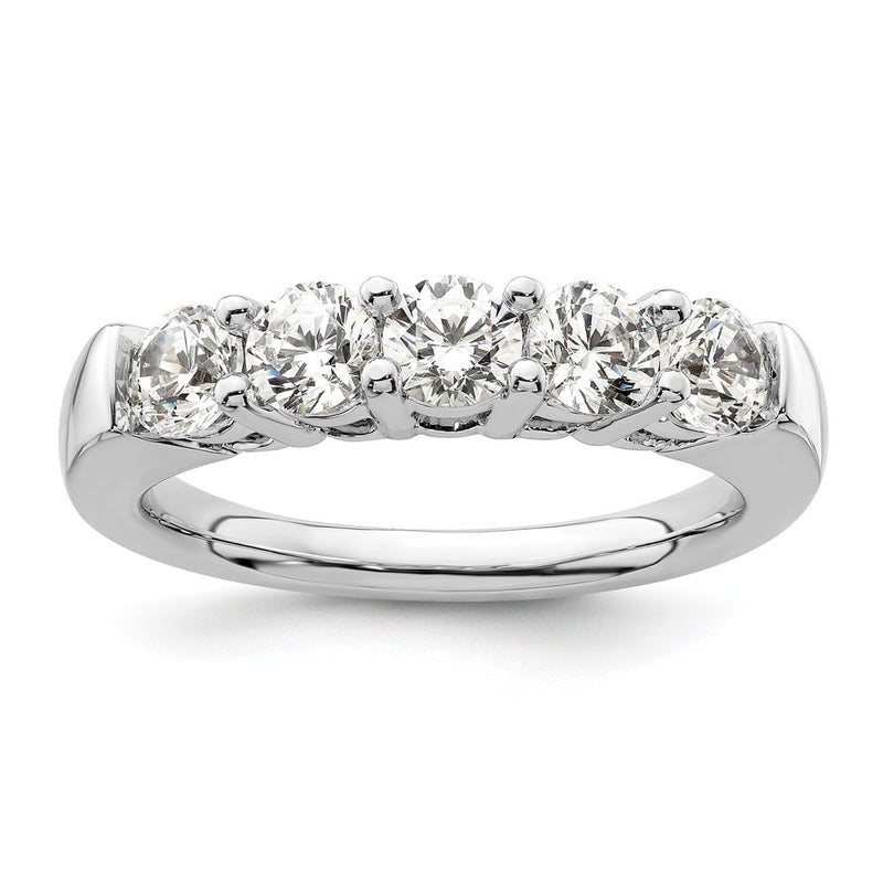 14K White Gold 5-Stone Real Diamond Band