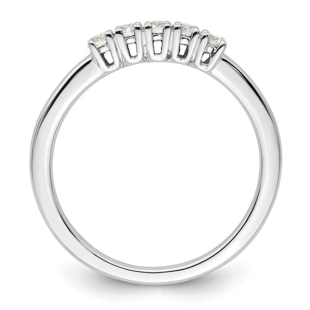 0.25ct. CZ Solid Real 14K White Gold 5-Stone Wedding Band Ring