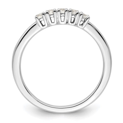 0.25ct. CZ Solid Real 14K White Gold 5-Stone Wedding Band Ring