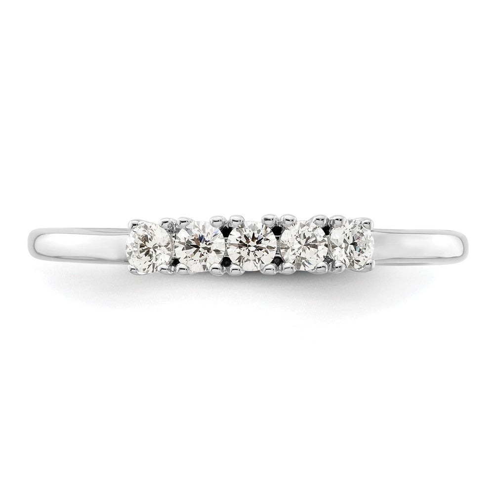 0.25ct. CZ Solid Real 14K White Gold 5-Stone Wedding Band Ring