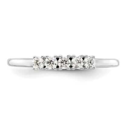 0.25ct. CZ Solid Real 14K White Gold 5-Stone Wedding Band Ring