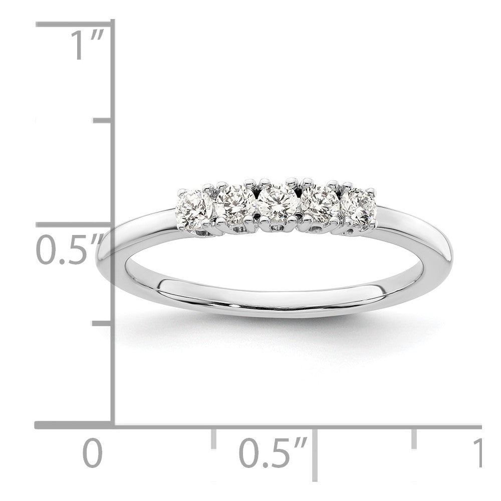 0.25ct. CZ Solid Real 14K White Gold 5-Stone Wedding Band Ring