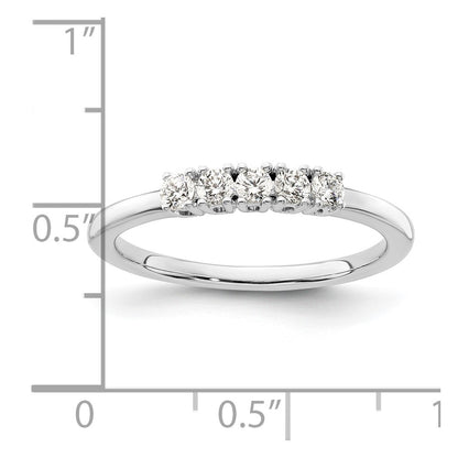 0.25ct. CZ Solid Real 14K White Gold 5-Stone Wedding Band Ring