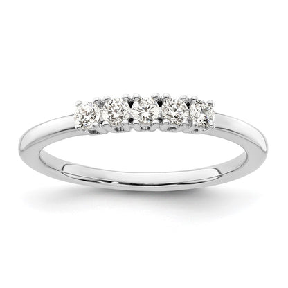 0.25ct. CZ Solid Real 14K White Gold 5-Stone Wedding Band Ring
