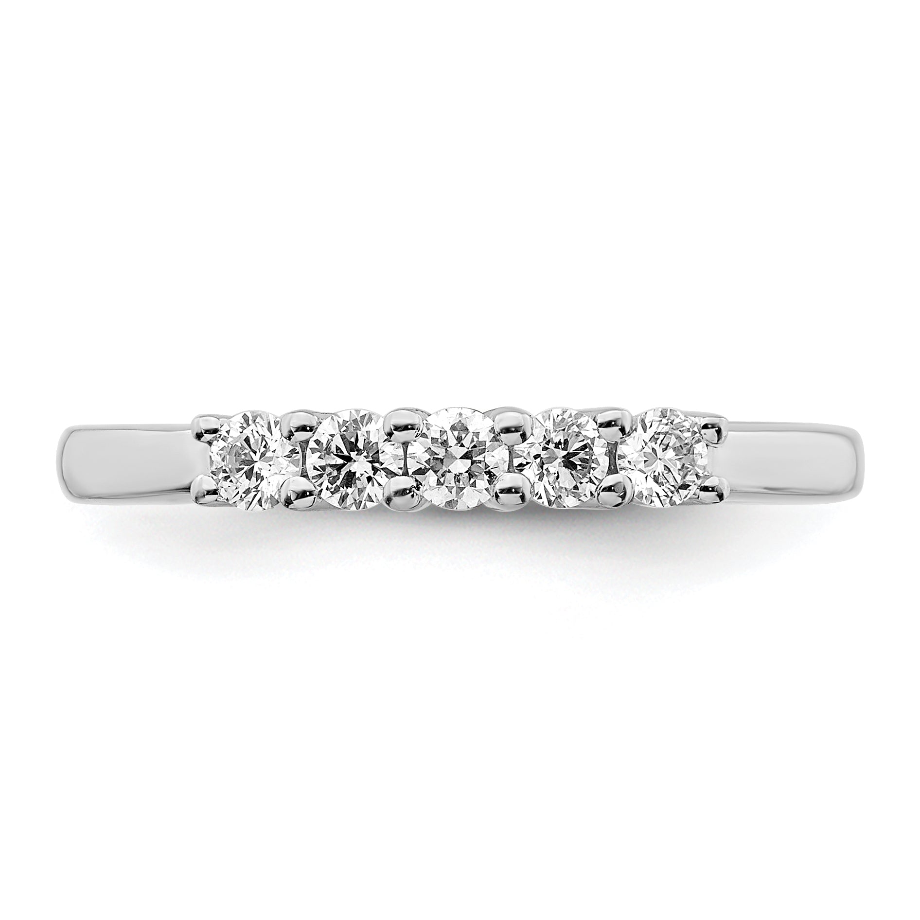0.33ct. CZ Solid Real 14K White Gold 5-Stone Wedding Band Ring
