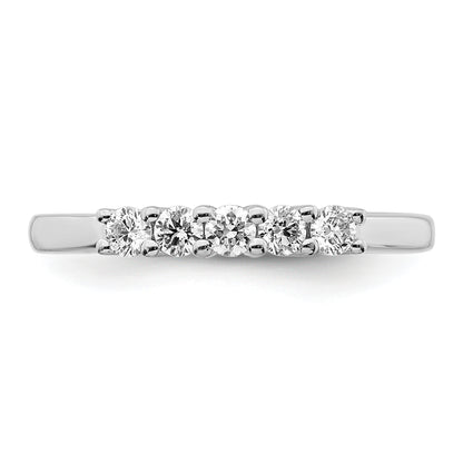 0.33ct. CZ Solid Real 14K White Gold 5-Stone Wedding Band Ring