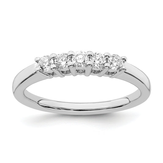 0.33ct. CZ Solid Real 14K White Gold 5-Stone Wedding Band Ring