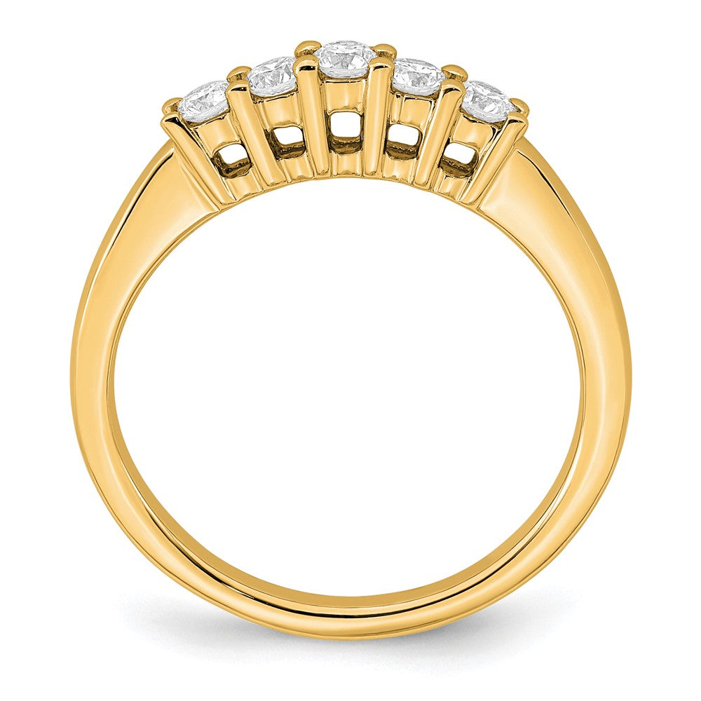 0.33ct. CZ Solid Real 14K Yellow Gold 5-Stone Wedding Band Ring