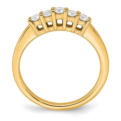 0.33ct. CZ Solid Real 14K Yellow Gold 5-Stone Wedding Band Ring
