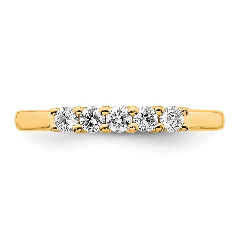 0.33ct. CZ Solid Real 14K Yellow Gold 5-Stone Wedding Band Ring