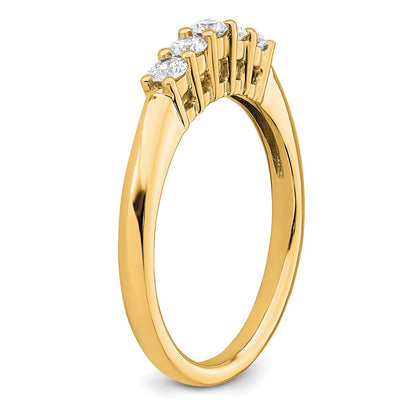 0.33ct. CZ Solid Real 14K Yellow Gold 5-Stone Wedding Band Ring