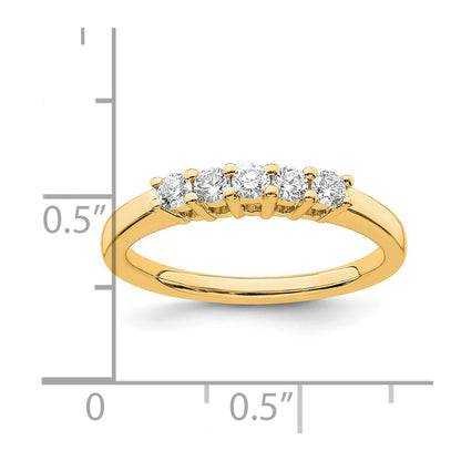 0.33ct. CZ Solid Real 14K Yellow Gold 5-Stone Wedding Band Ring