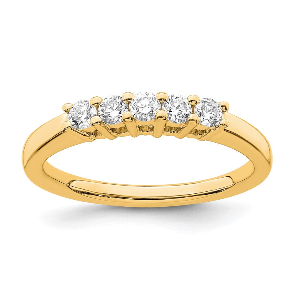 0.33ct. CZ Solid Real 14K Yellow Gold 5-Stone Wedding Band Ring
