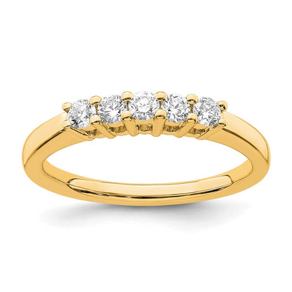 0.33ct. CZ Solid Real 14K Yellow Gold 5-Stone Wedding Band Ring
