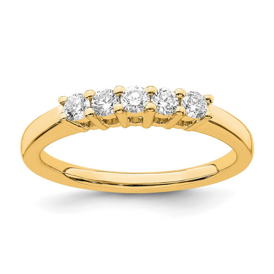 0.33ct. CZ Solid Real 14K Yellow Gold 5-Stone Wedding Band Ring