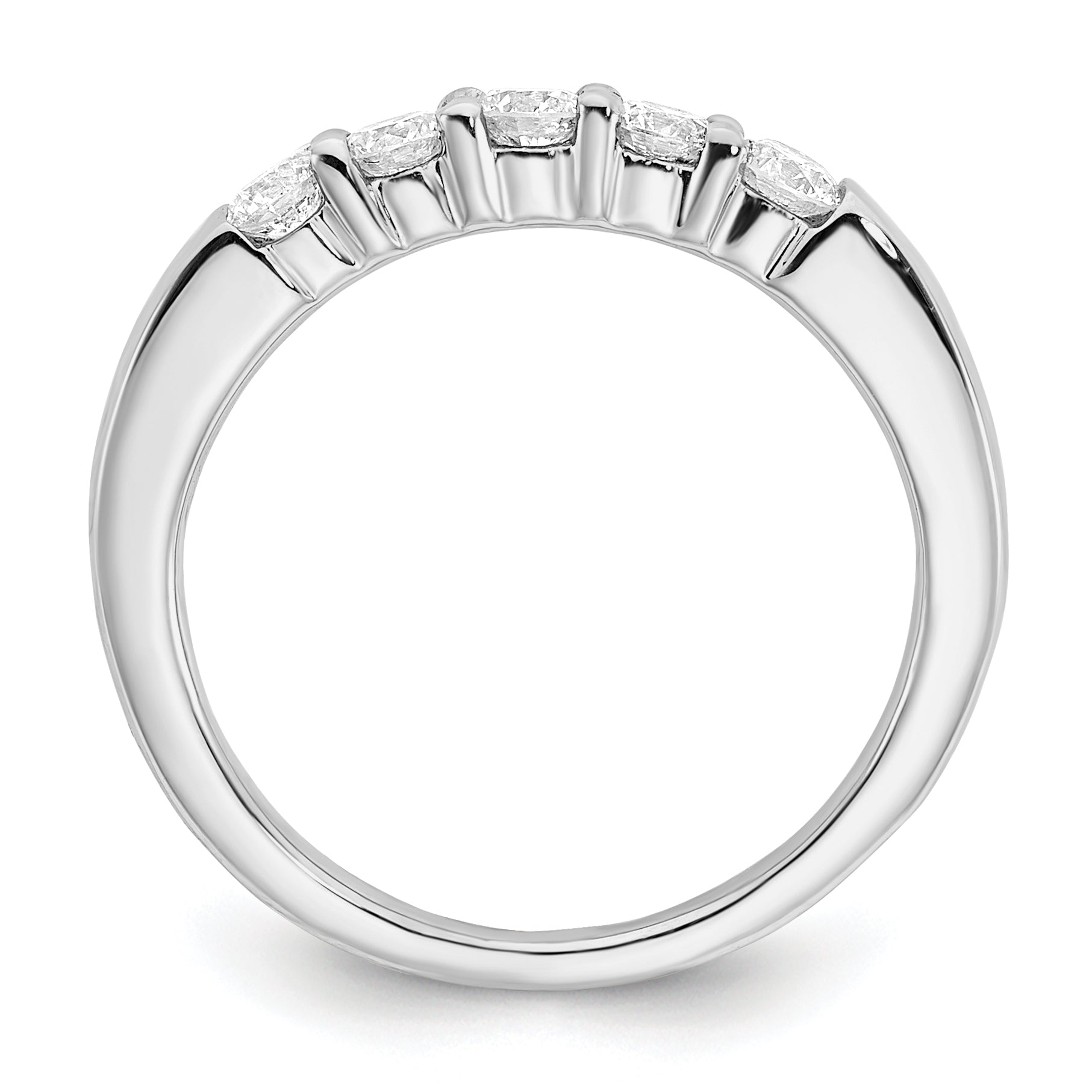 0.25ct. CZ Solid Real 14K White Gold 5-Stone Wedding Band Ring