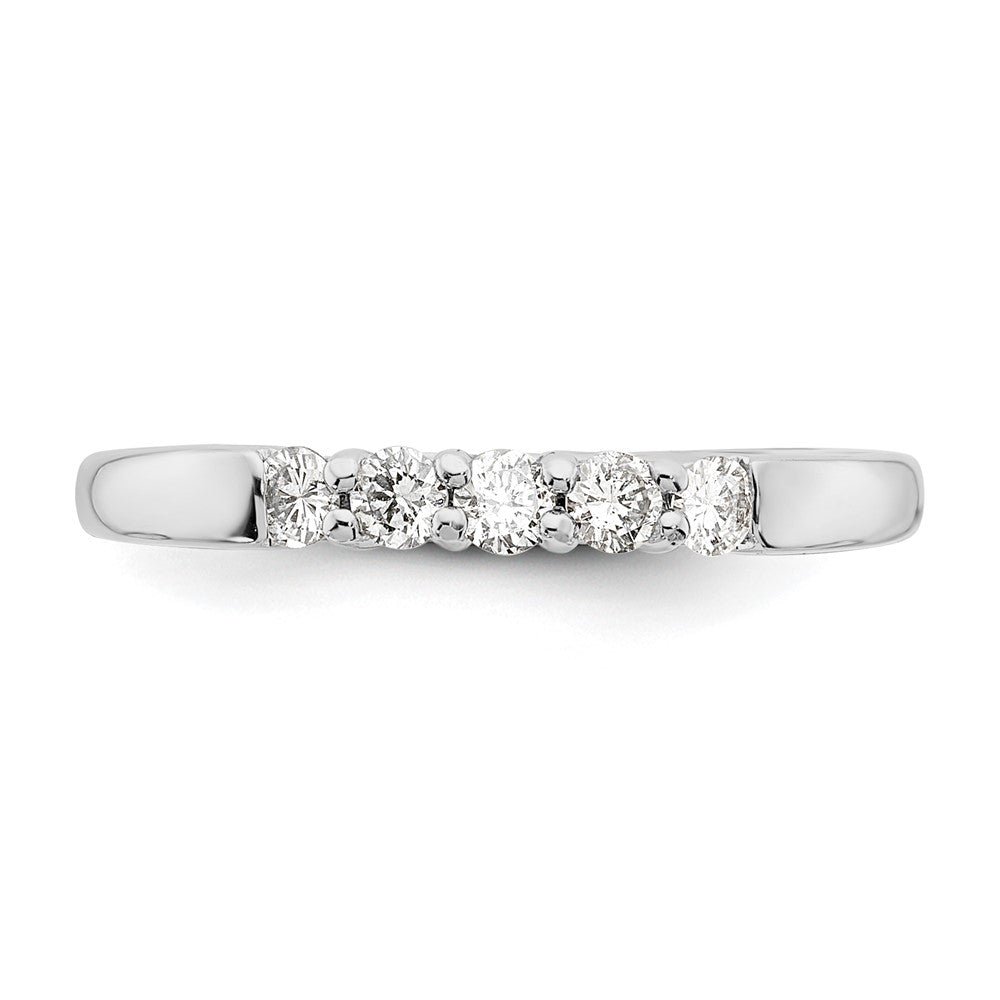 0.25ct. CZ Solid Real 14K White Gold 5-Stone Wedding Band Ring