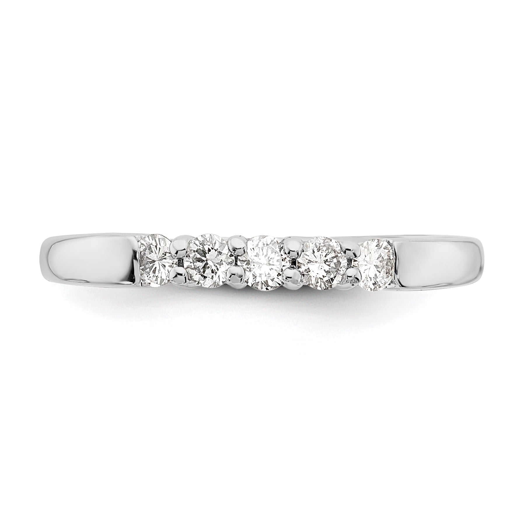0.25ct. CZ Solid Real 14K White Gold 5-Stone Wedding Band Ring