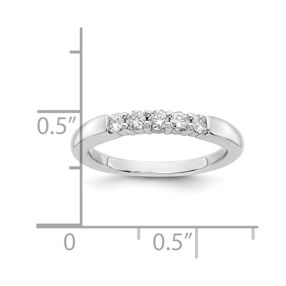 0.25ct. CZ Solid Real 14K White Gold 5-Stone Wedding Band Ring