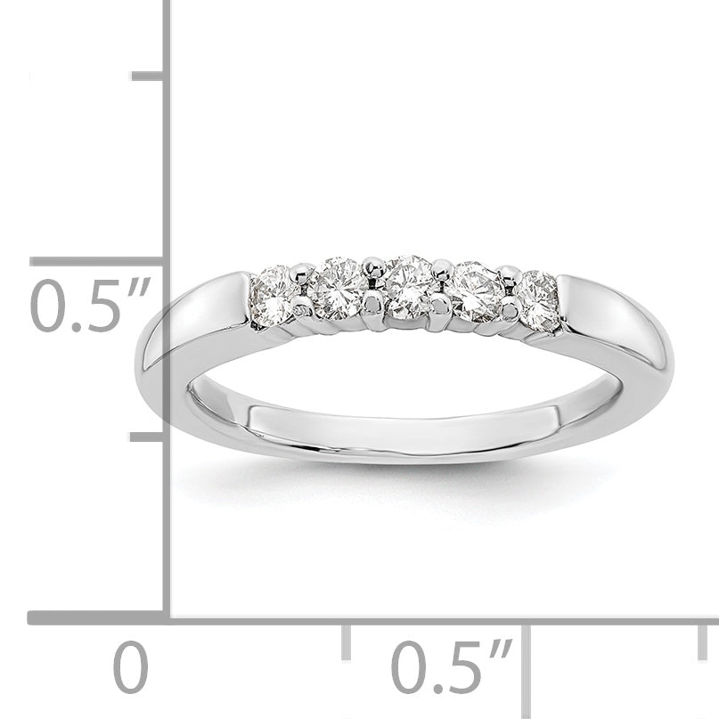 0.25ct. CZ Solid Real 14K White Gold 5-Stone Wedding Band Ring