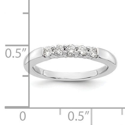 0.25ct. CZ Solid Real 14K White Gold 5-Stone Wedding Band Ring