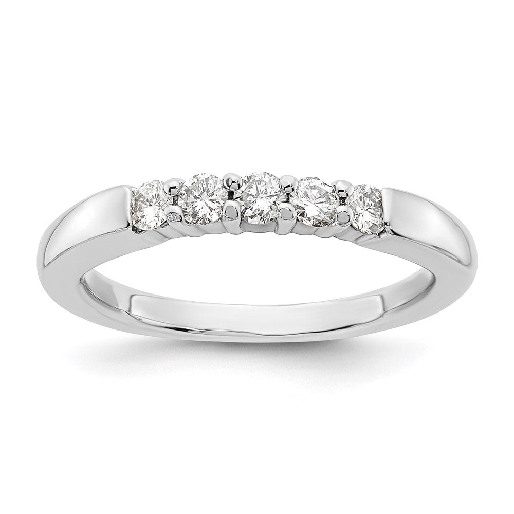 0.25ct. CZ Solid Real 14K White Gold 5-Stone Wedding Band Ring