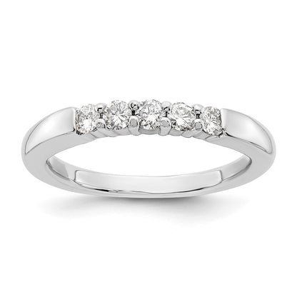 0.25ct. CZ Solid Real 14K White Gold 5-Stone Wedding Band Ring