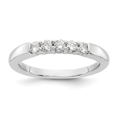 0.25ct. CZ Solid Real 14K White Gold 5-Stone Wedding Band Ring