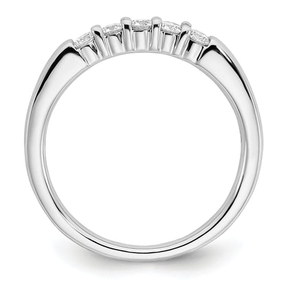 0.33ct. CZ Solid Real 14K White Gold 5-Stone Wedding Band Ring