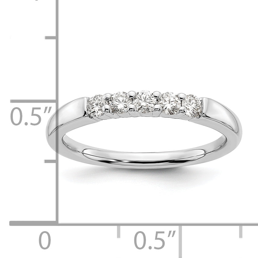 0.33ct. CZ Solid Real 14K White Gold 5-Stone Wedding Band Ring