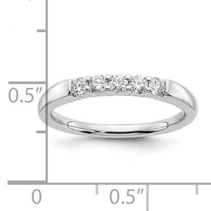 0.33ct. CZ Solid Real 14K White Gold 5-Stone Wedding Band Ring