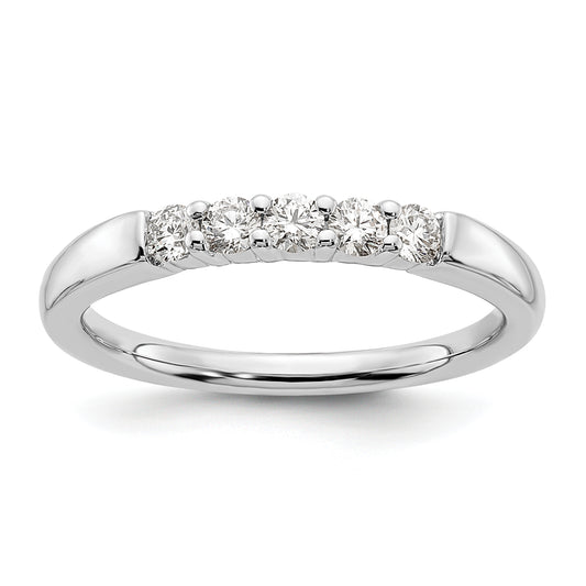 0.33ct. CZ Solid Real 14K White Gold 5-Stone Wedding Band Ring