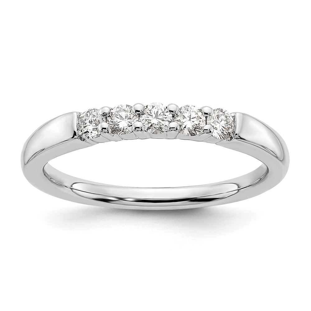14K White Gold 5-Stone Real Diamond Band