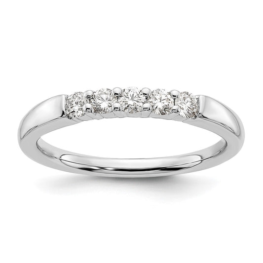14K White Gold 5-Stone Real Diamond Band