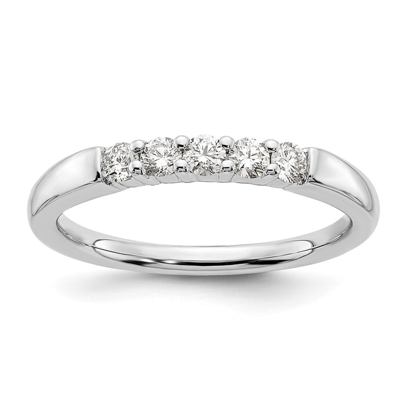 14K White Gold 5-Stone Real Diamond Band