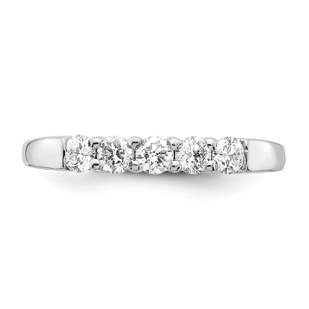 14K White Gold 5-Stone Real Diamond Band