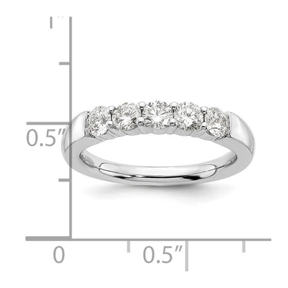 14K White Gold 5-Stone Real Diamond Band
