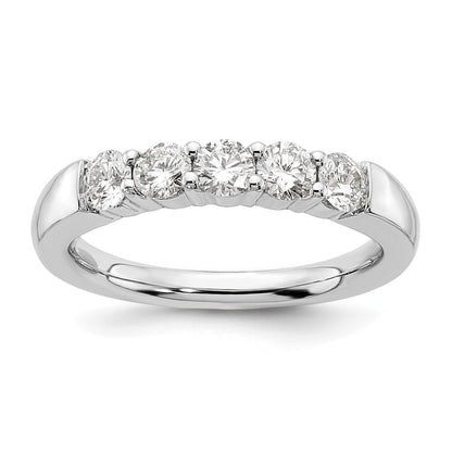 14K White Gold 5-Stone Real Diamond Band