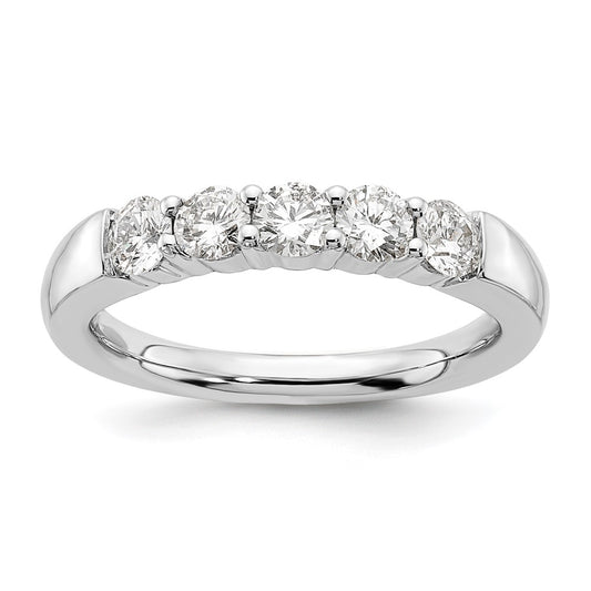 14K White Gold 5-Stone Real Diamond Band