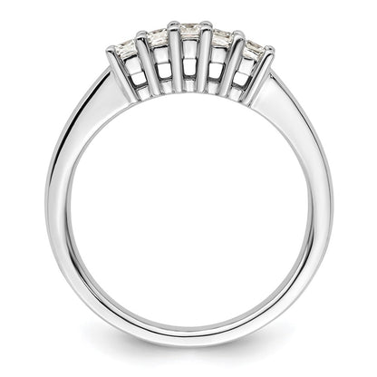 0.33ct. CZ Solid Real 14K White Gold 5-Stone Wedding Band Ring