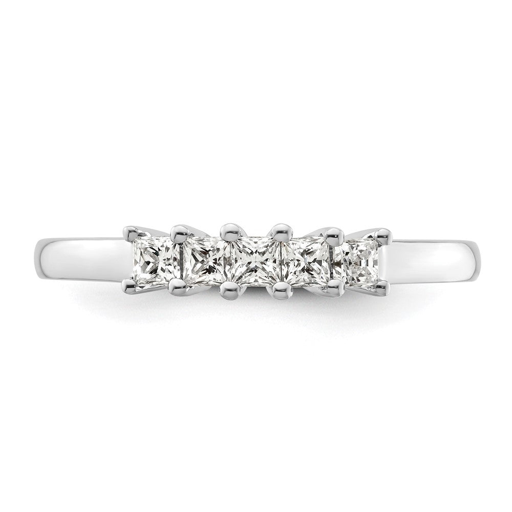 0.33ct. CZ Solid Real 14K White Gold 5-Stone Wedding Band Ring