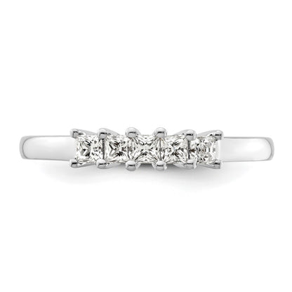 0.33ct. CZ Solid Real 14K White Gold 5-Stone Wedding Band Ring