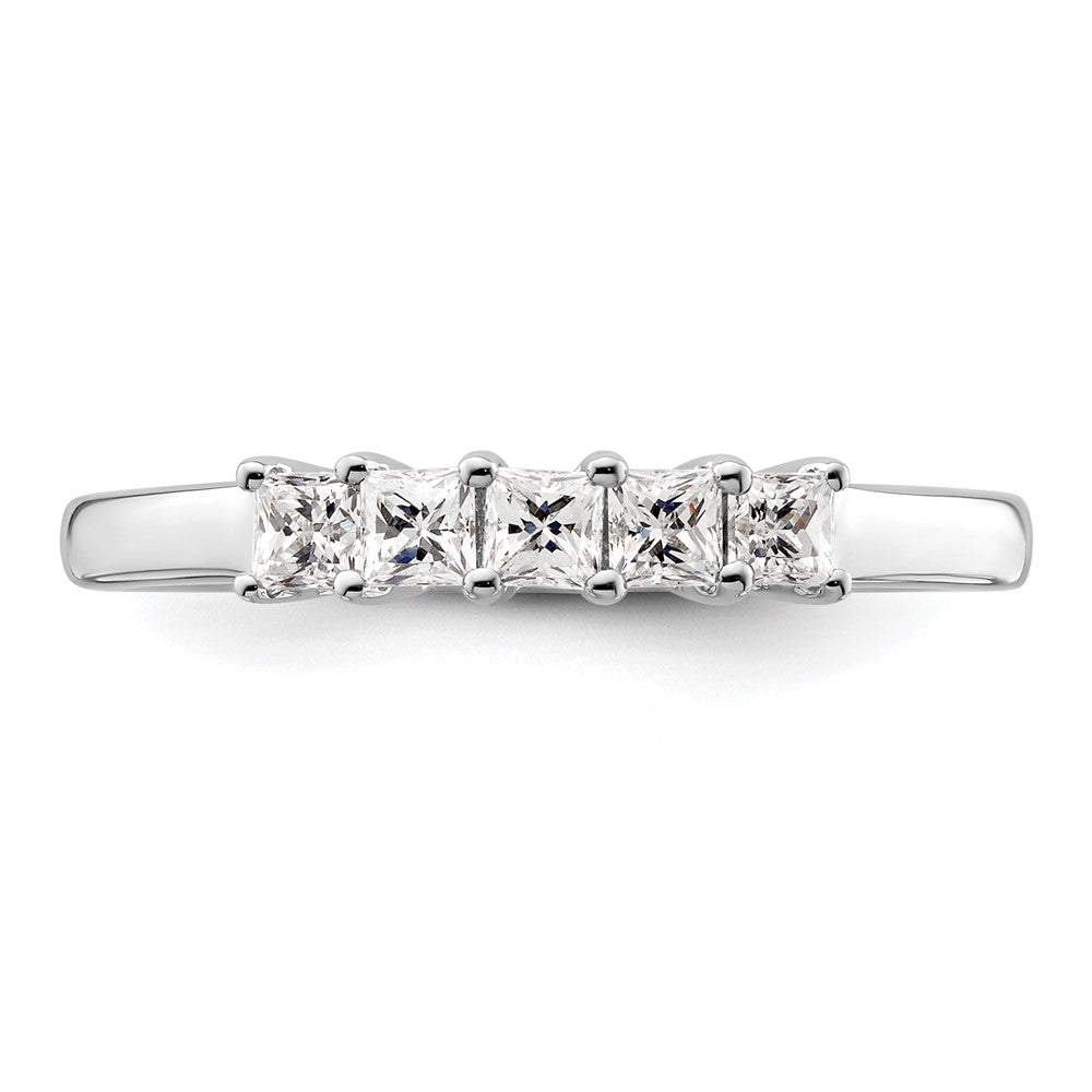 14K White Gold 5-Stone Real Diamond Band