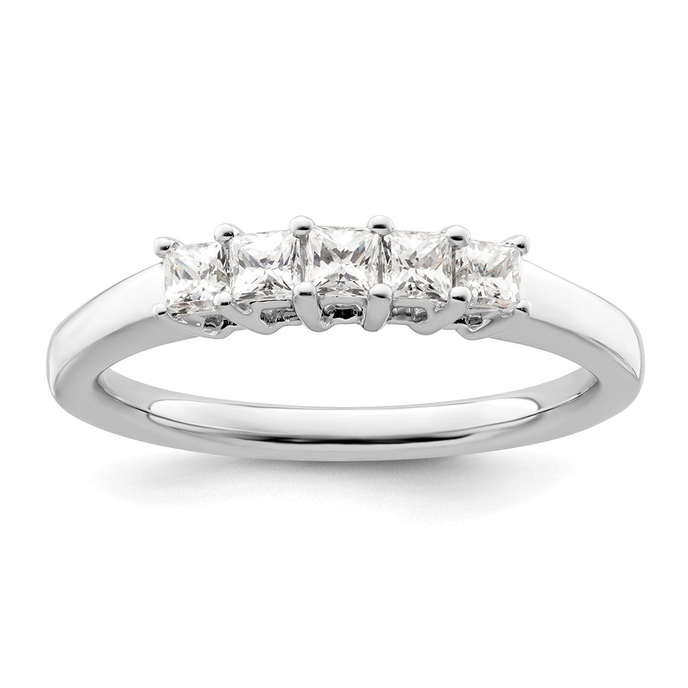 14K White Gold 5-Stone Real Diamond Band