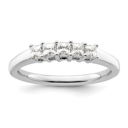 14K White Gold 5-Stone Real Diamond Band